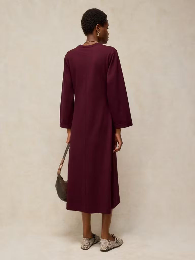 Gracie Twist Jersey Dress in dark plum by White Stuff