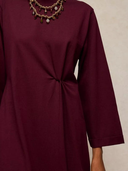 Gracie Twist Jersey Dress in dark plum by White Stuff