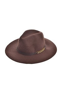 Chain Detailed Fedora Hat in brown