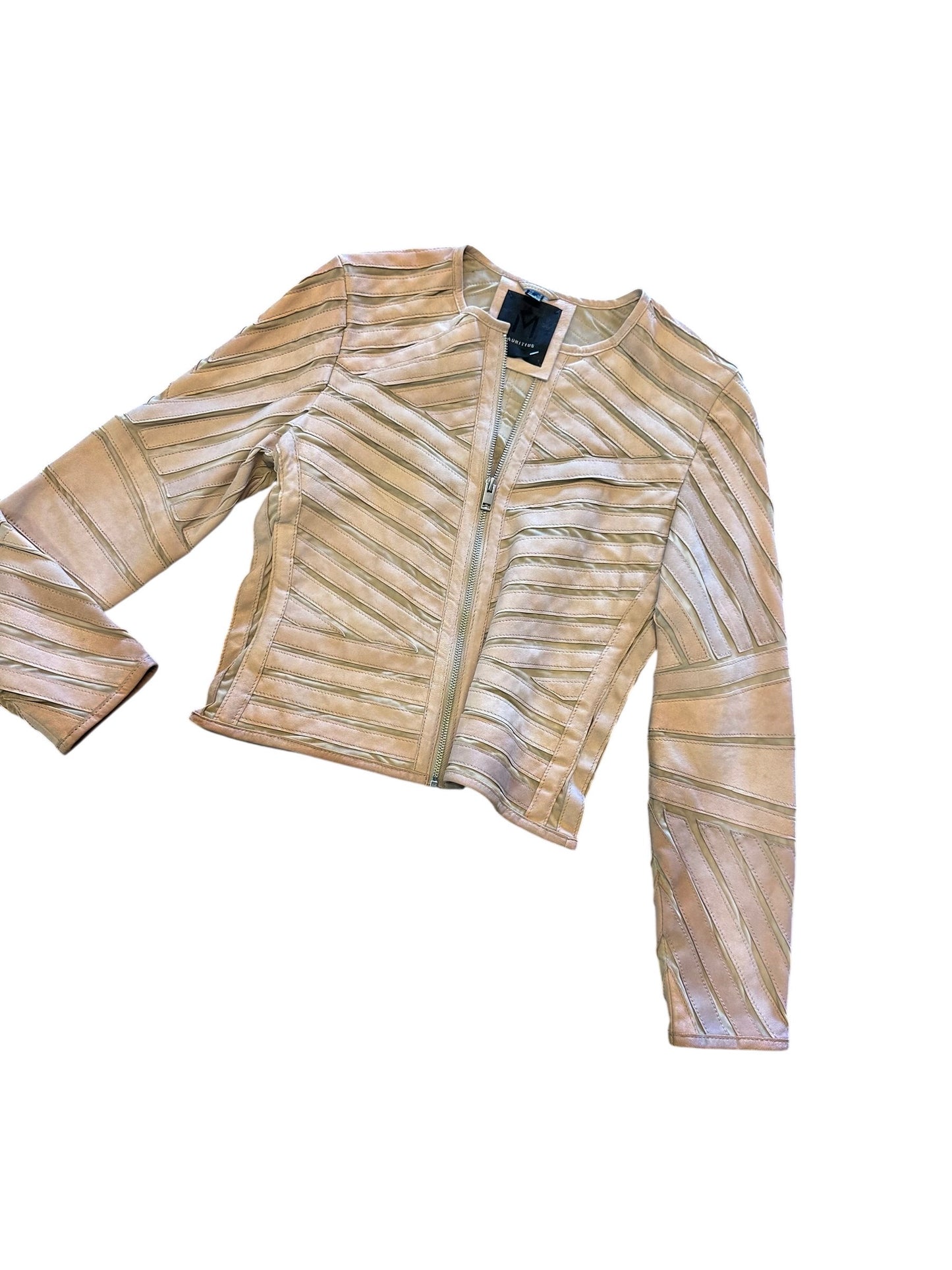 Yva RF Leather Jacket in beige by Mauritius