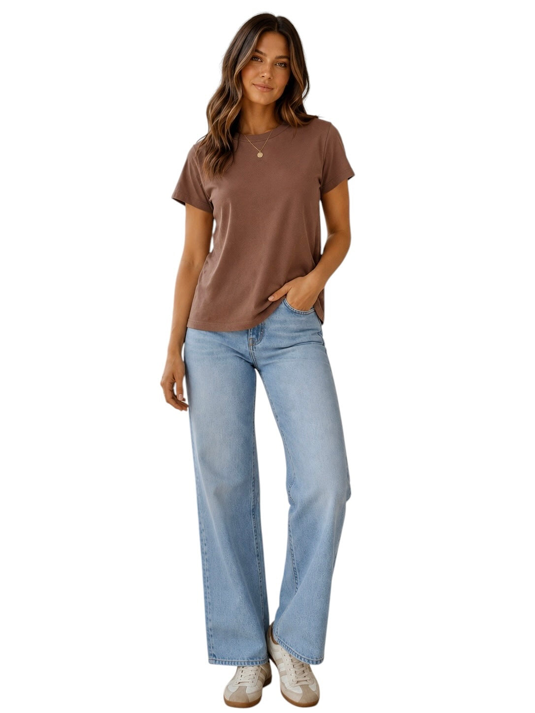 Boyfriend Crew Tee in soft brown by Dylan