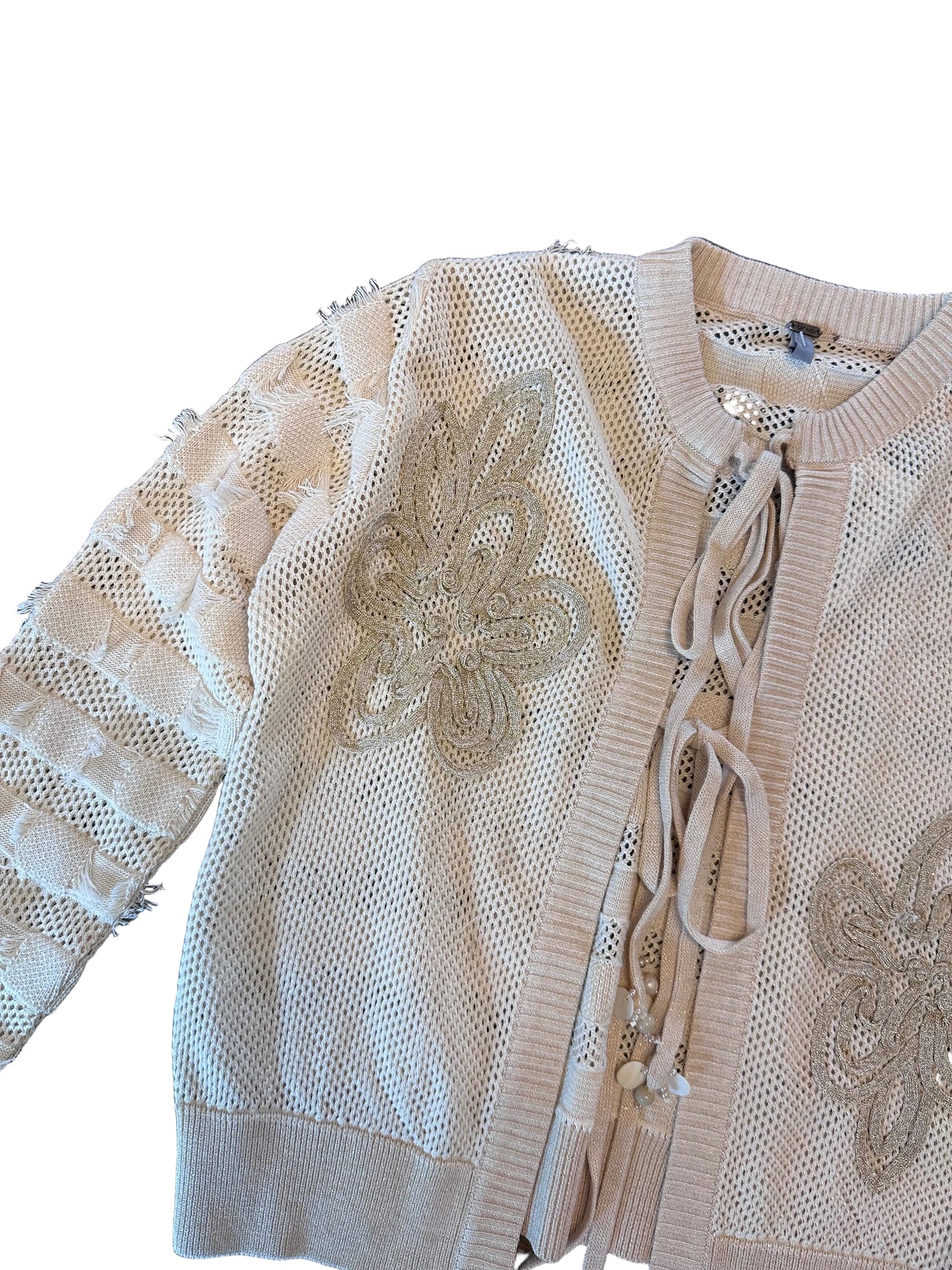 Jeney Tie Front Cardigan in ivory by Blank