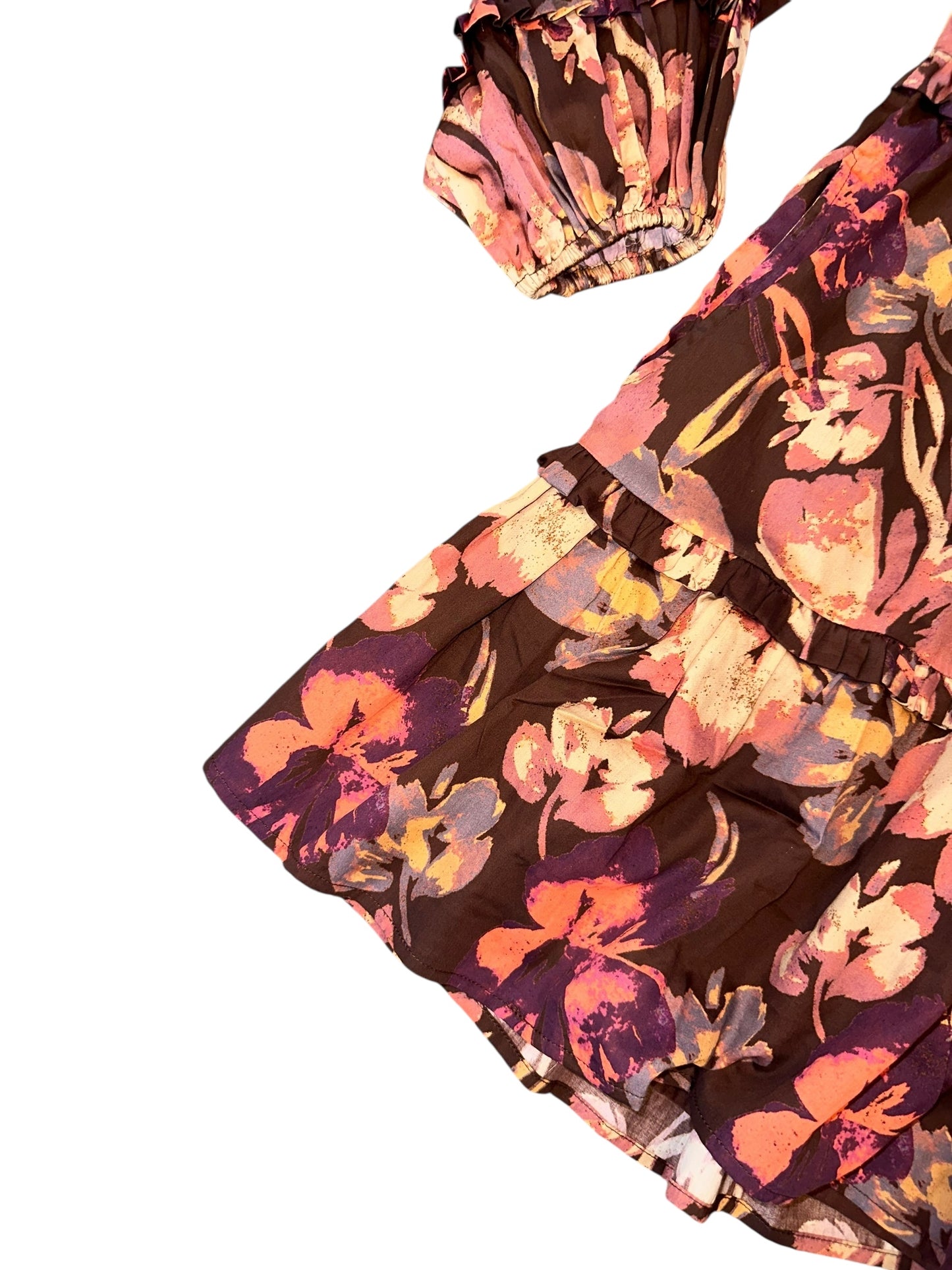 Michelle Mini Dress in brown floral by Allison