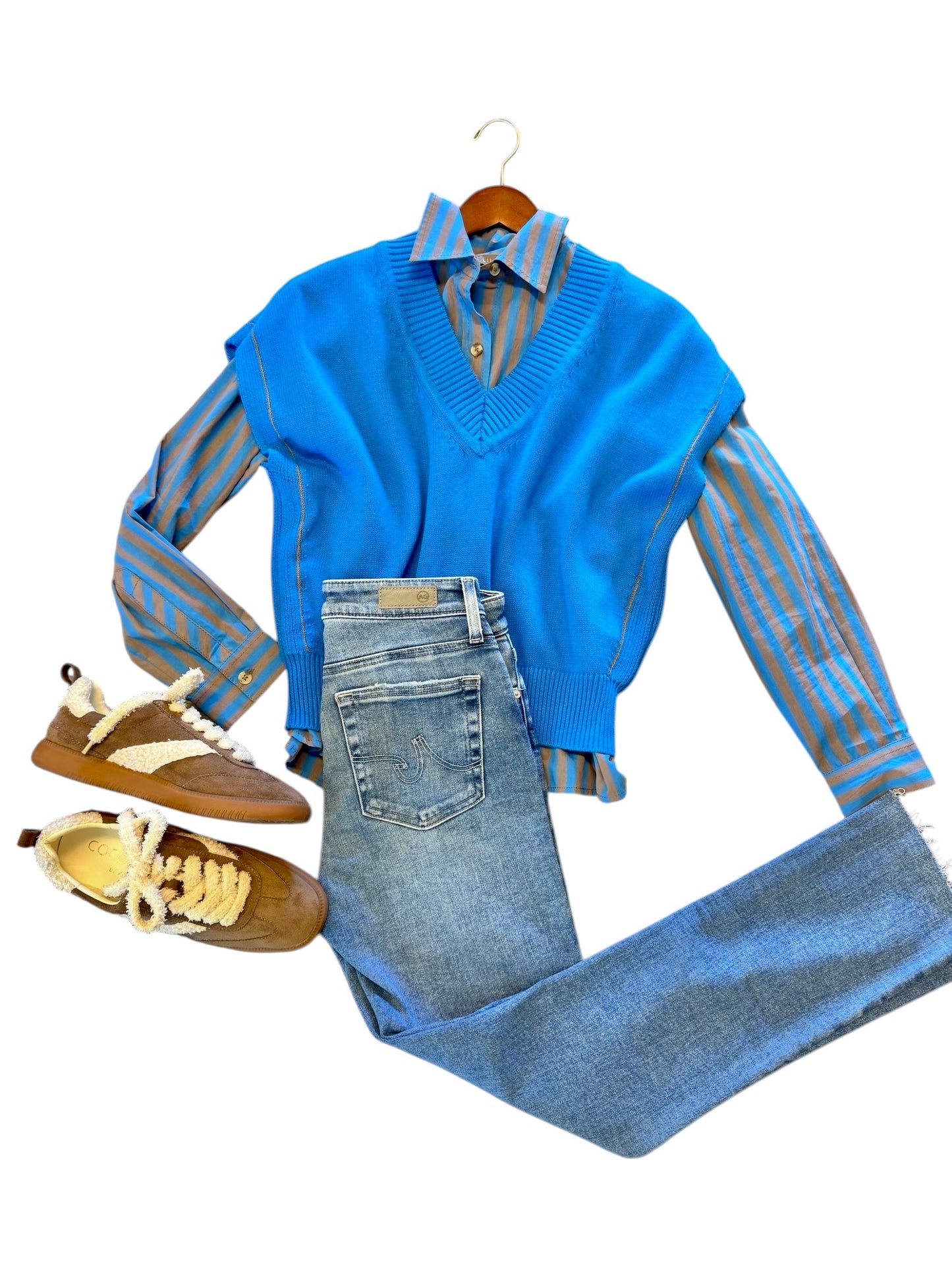 V-Neck Wedge Sweater in dutch blue by Lilla P