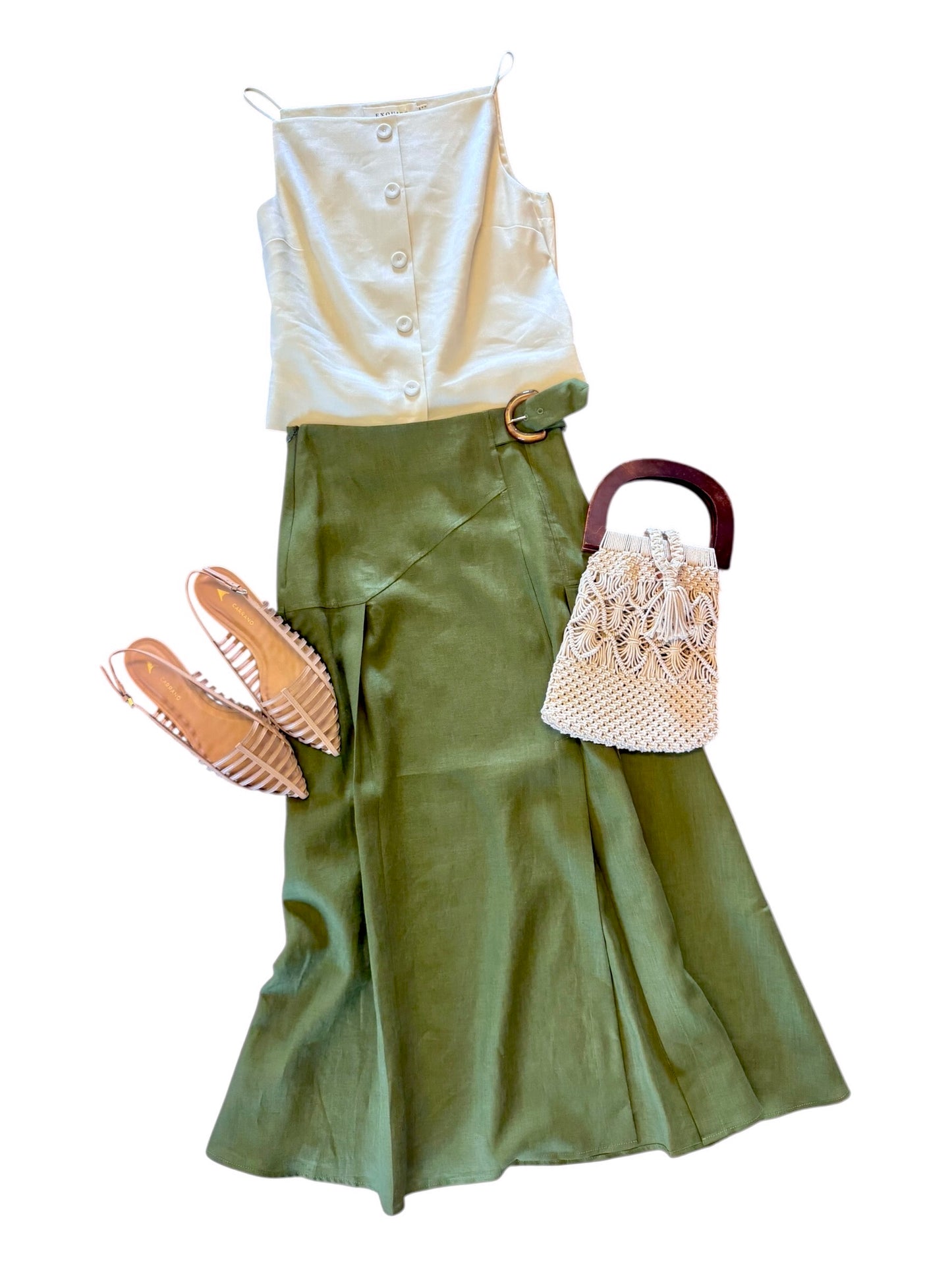 Burnice Linen Skirt in khaki by Exquise