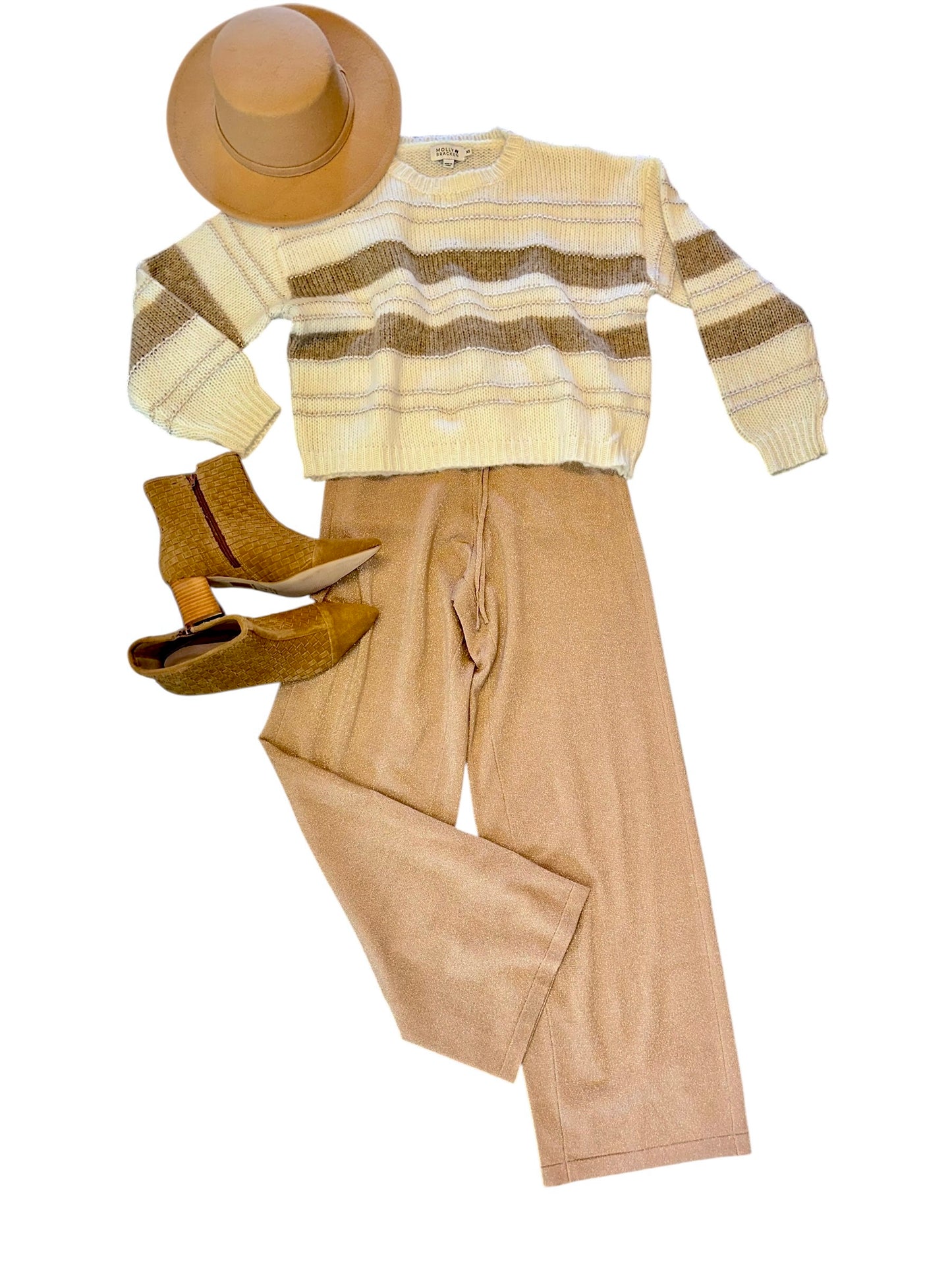 Stripe Sweater in off white/beige by Molly Bracken