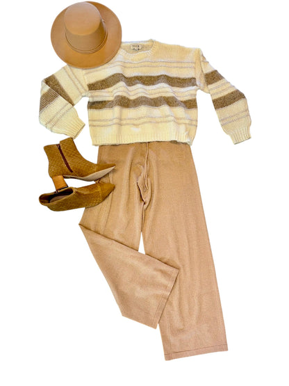 Stripe Sweater in off white/beige by Molly Bracken