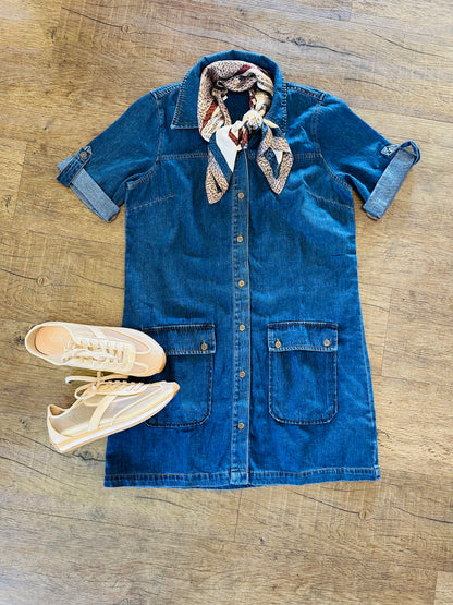 Eliza Rolled Up Sleeve Dress in capturing by KUT