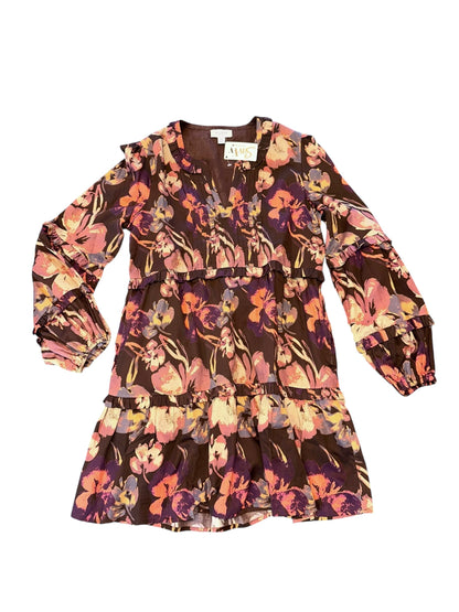 Michelle Mini Dress in brown floral by Allison