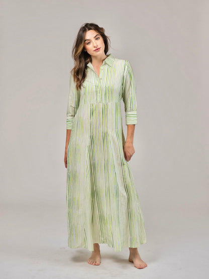Alexa English Stripe Dress in green by Beau & Ro