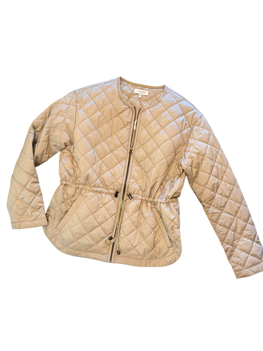 Cinched Waist Puffer Jacket in taupe by J.Society