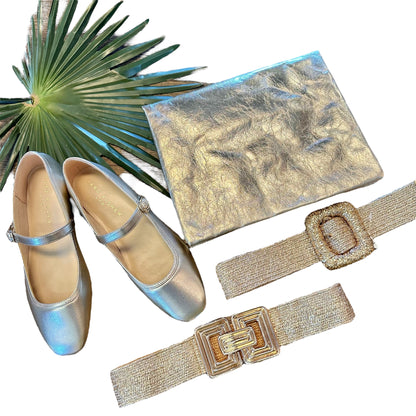 Maru Foldover Clutch in platinum by Uashmama