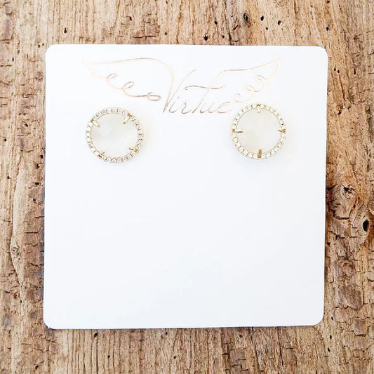 Gemstone Studs in white by Virtue