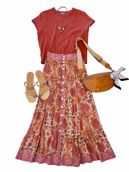 Boxy Cap Sleeve Tee in henna by Lilla P