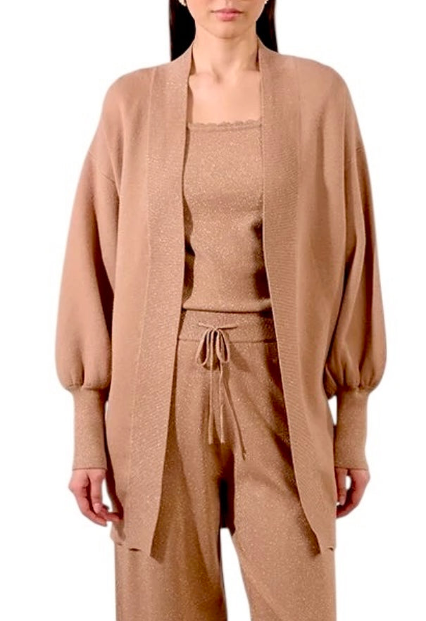 Open Cardigan in golden beige by Molly Bracken