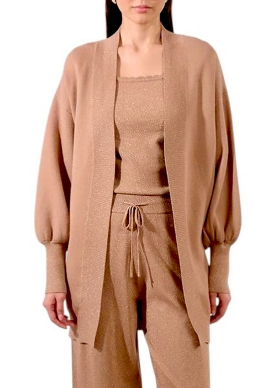 Open Cardigan in golden beige by Molly Bracken