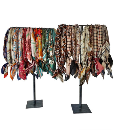 Multi Print Silky Bandana in mocha/black