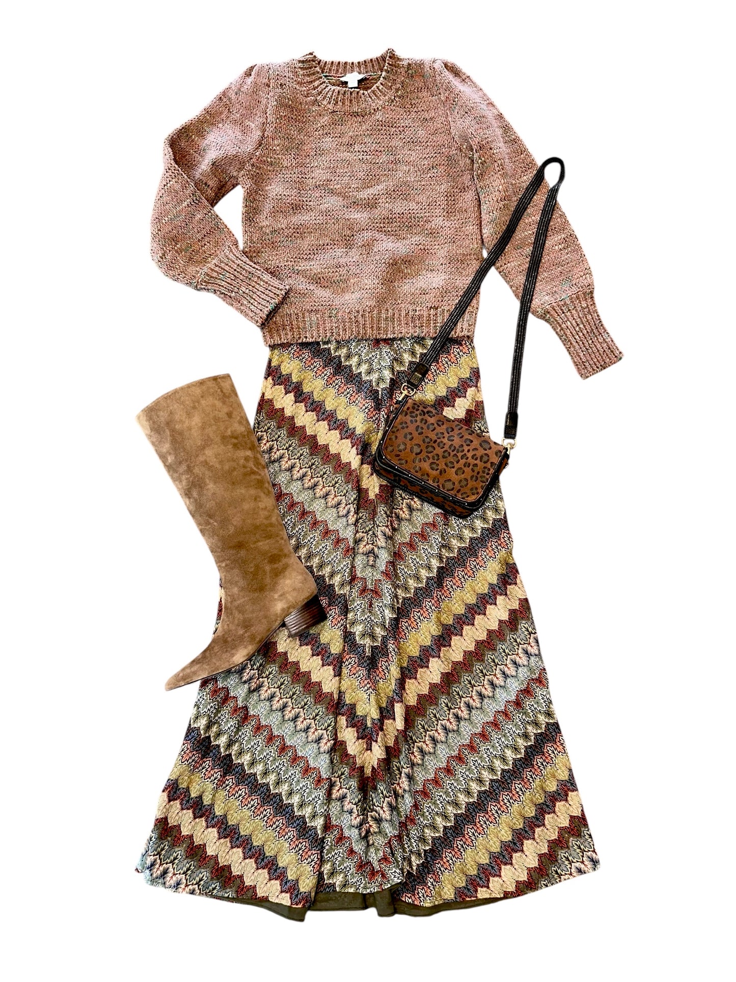 Olive Maxi Skirt in olive chevron by Allison