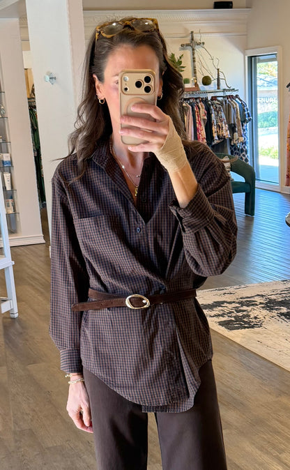 Mini Oakwood Suede Belt in chocolate by Laurel & Gold
