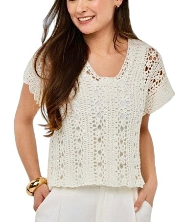 Crochet Crop Top in white by Esqualo