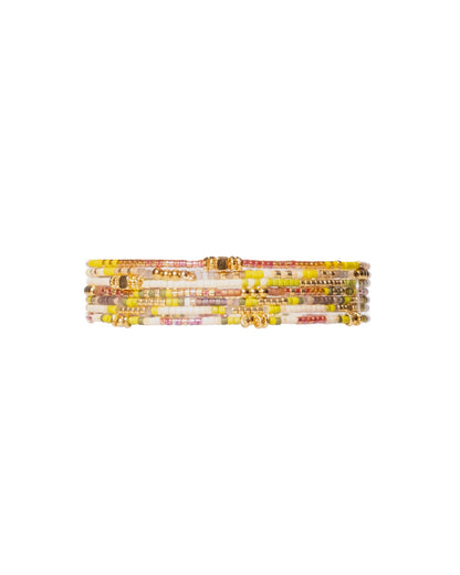 Set/7 Miyuki Beaded Stretch Bracelets (Citron/Tan/Cream)