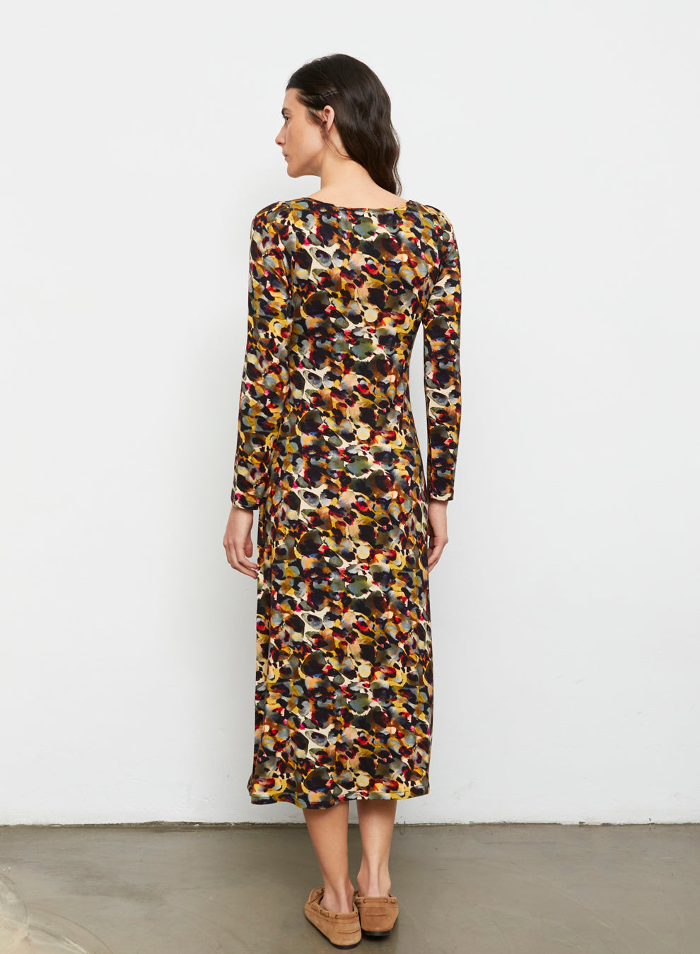 Hera Printed Jersey Dress in khaki by Aldo Martins