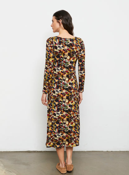 Hera Printed Jersey Dress in khaki by Aldo Martins