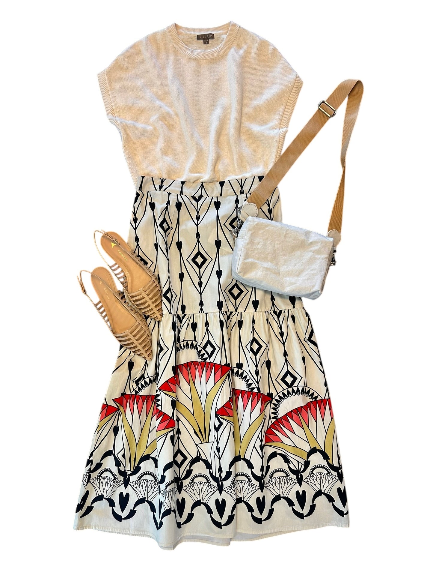 Ada Printed Maxi Skirt in arrow motifs by Maude Vivante