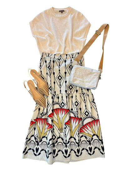 Ada Printed Maxi Skirt in arrow motifs by Maude Vivante