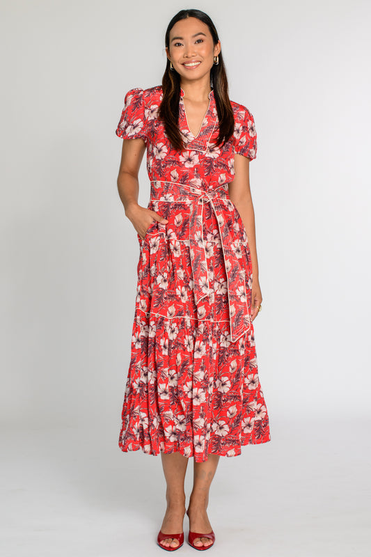 Elizabeth James floral printed midi dress front view