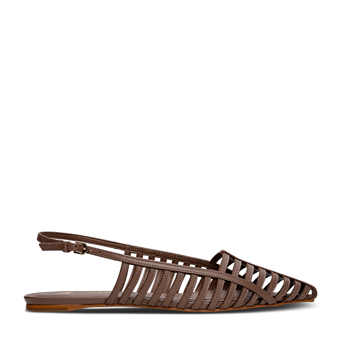 Kara Caged Slingback Flat in mocha by Carrano