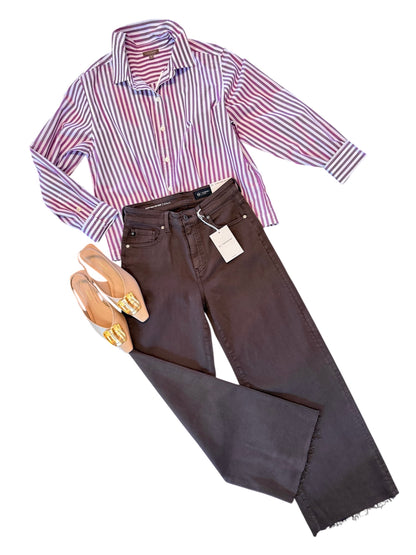 Saige Wide Leg Crop in sulfur burnt umber by AG