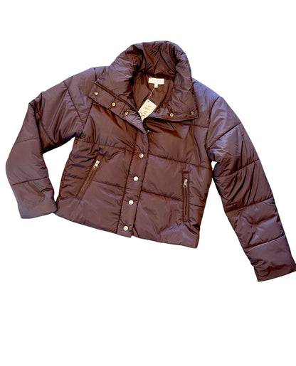 Cropped Puffer Jacket in chocolate by J.Society