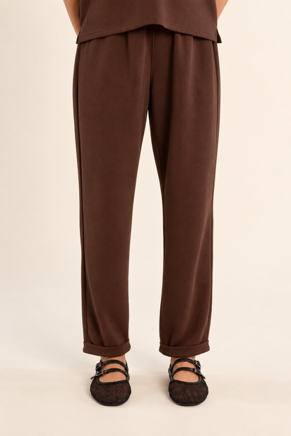 Jogger Pants in chocolate by Molly Bracken