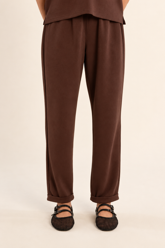 Jogger Pants in chocolate by Molly Bracken