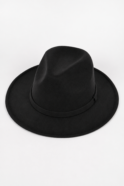 Faux Wool Fedora Hat in black
