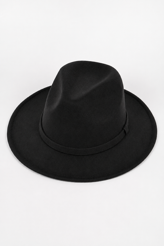 Faux Wool Fedora Hat in black