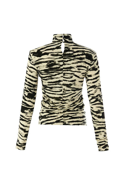 Laylani Zebra Print Top in black/beige by Exquise