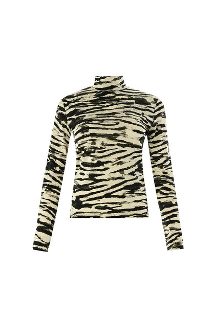 Laylani Zebra Print Top in black/beige by Exquise