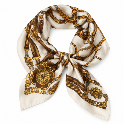 Buckle Print Bandana Scarf in white