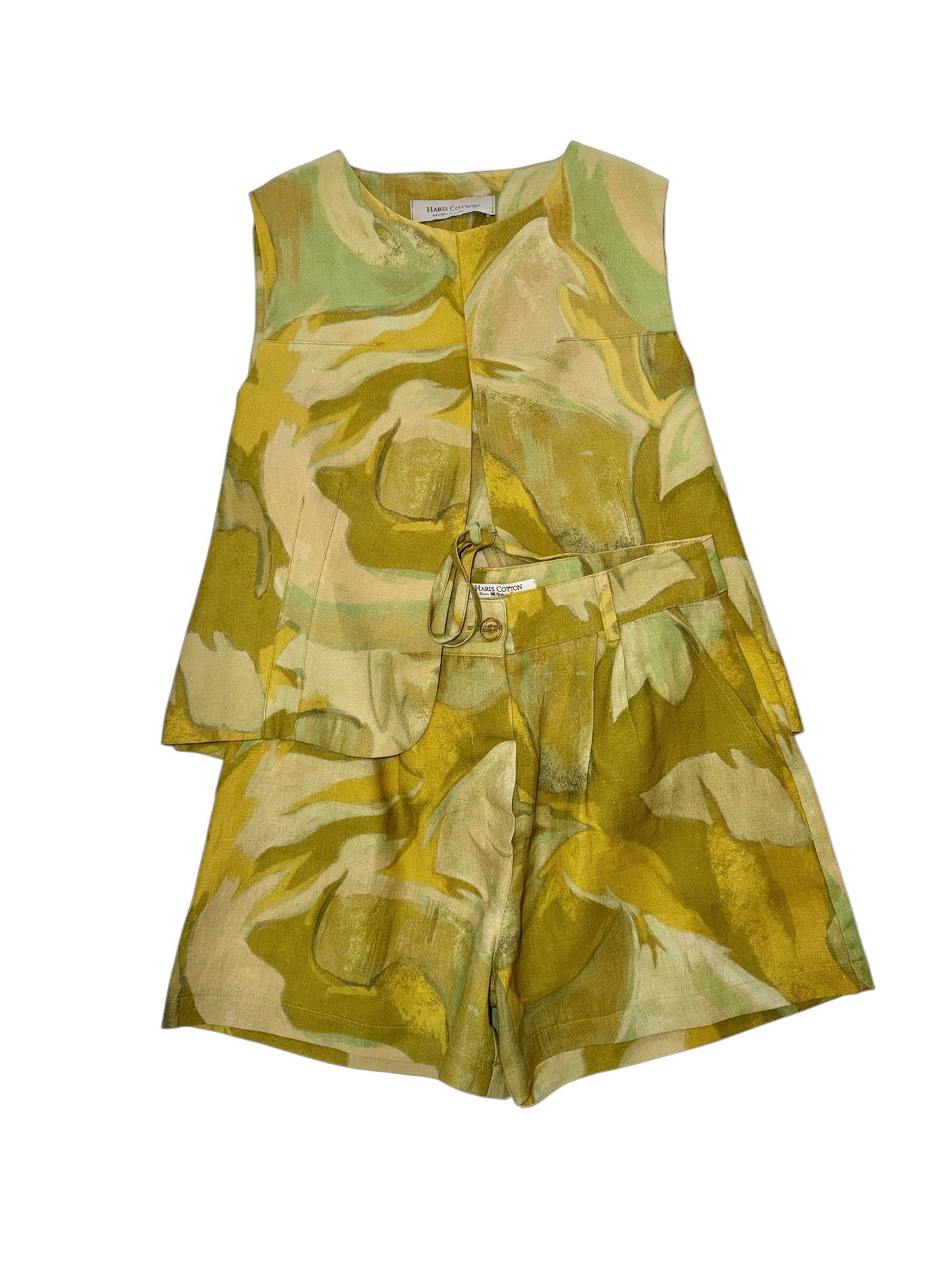 Printed Linen Short in beige by Haris Cotton