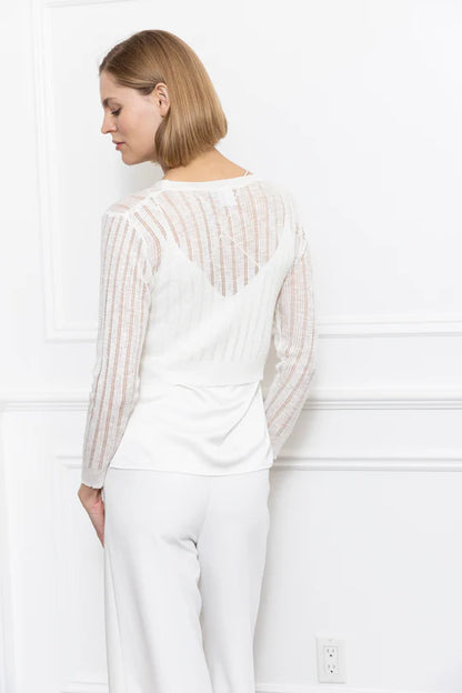 Drop Needle Cardi in white by Zero Degrees Celsius