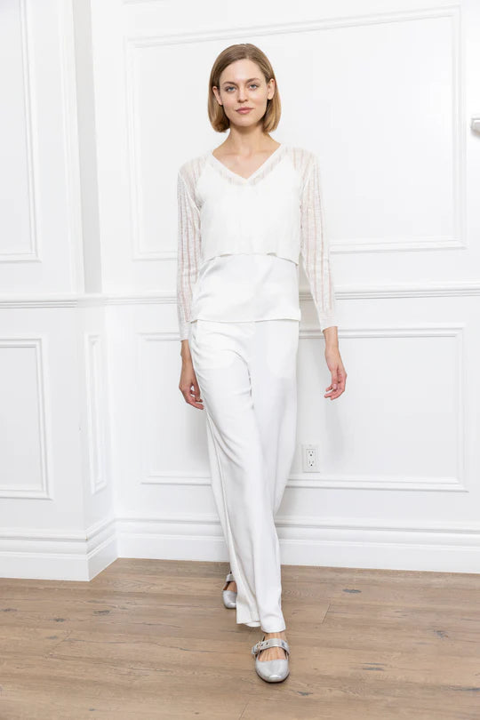 Drop Needle Cardi in white by Zero Degrees Celsius