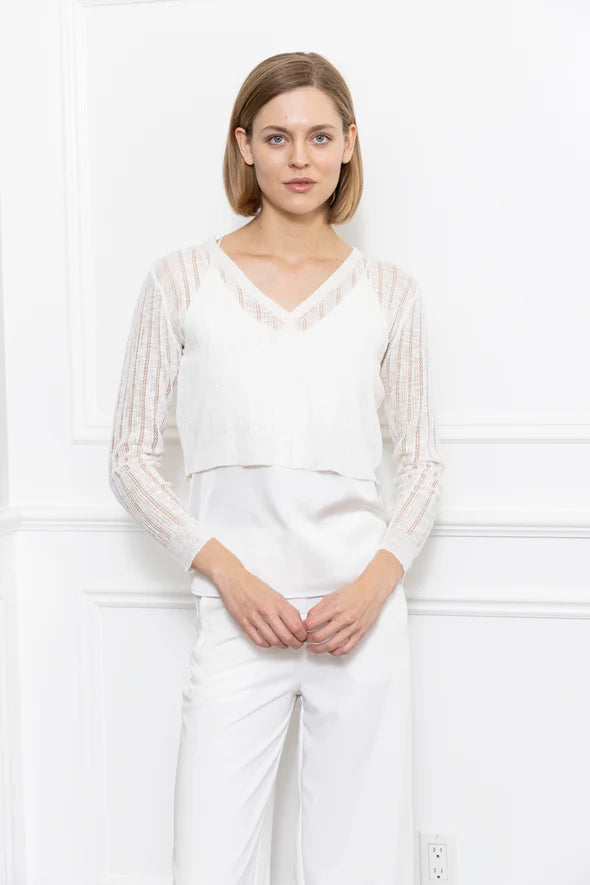 Drop Needle Cardi in white by Zero Degrees Celsius