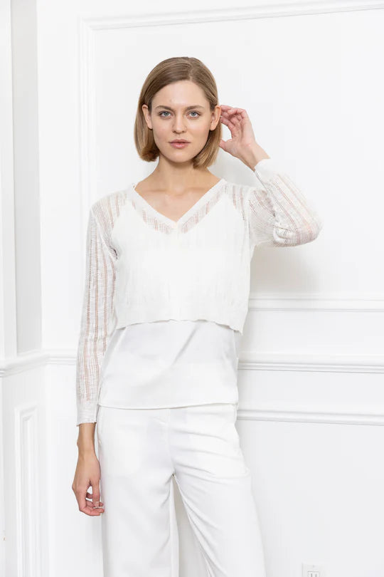 Drop Needle Cardi in white by Zero Degrees Celsius