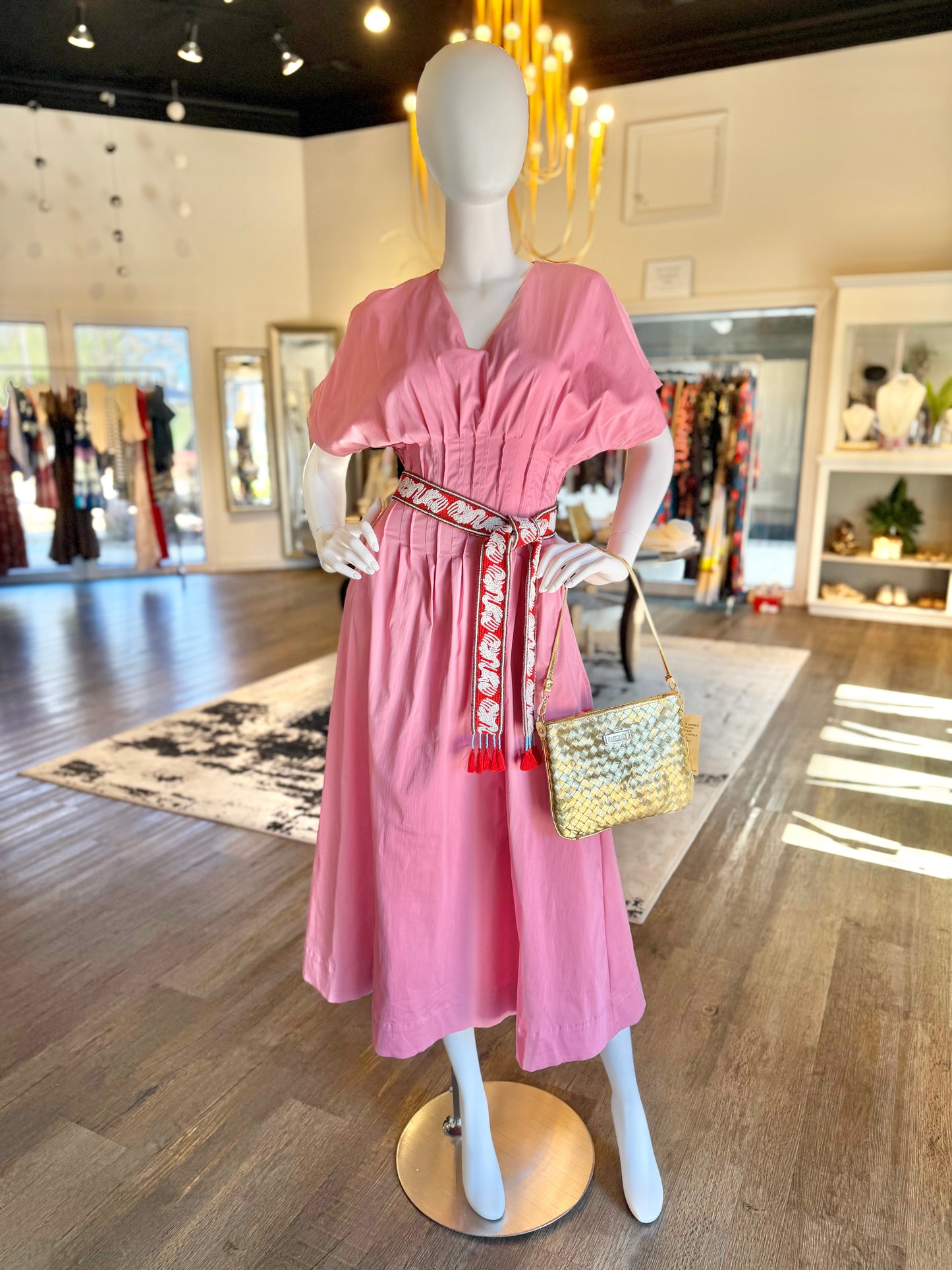 Woven Tie Belt in red by Ottod'Ame