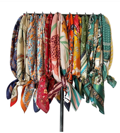 Floral Print Bandana Scarf in orange