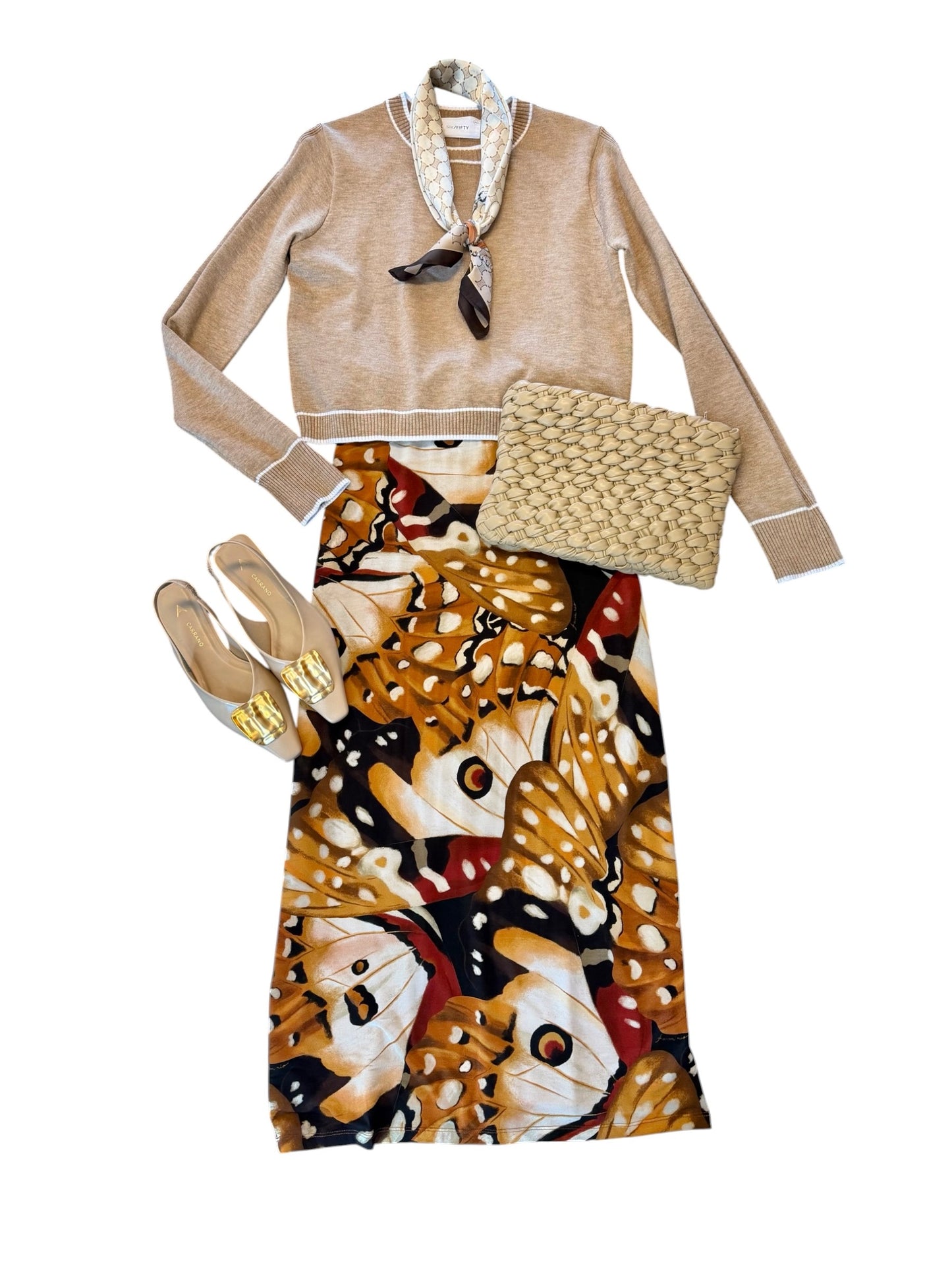 Borbofly Jersey Midi Skirt in multi by Farm Rio