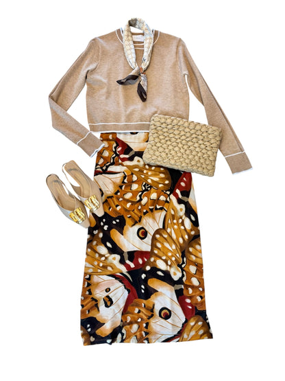 Borbofly Jersey Midi Skirt in multi by Farm Rio