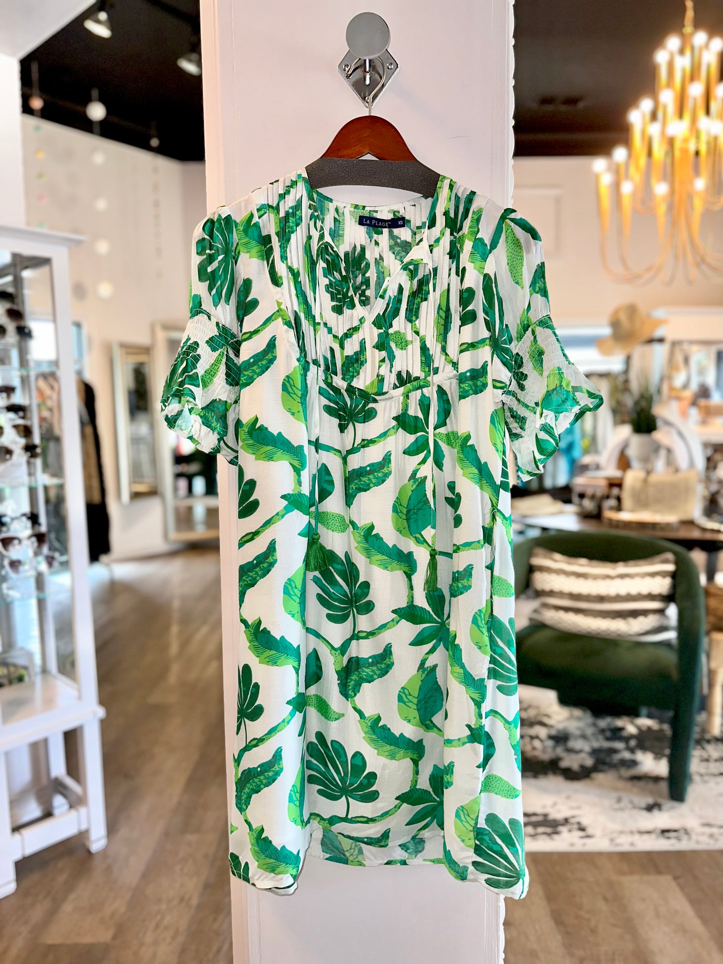 Celerie Jungle Vines Dress in white/turquoise/greens by LA Plage
